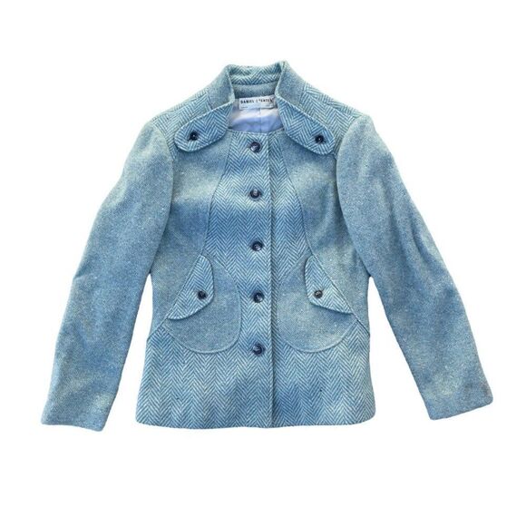 Daniel Hechter Vintage Herringbone Tweed Wool Jacket Blue Women's Small (S) - Picture 1 of 7